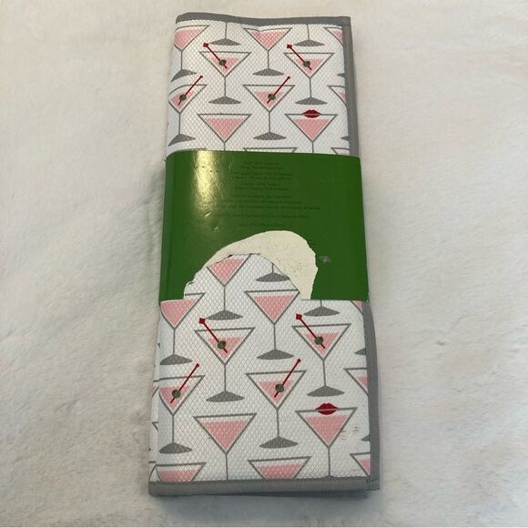 Kate Spade Martini Glass Dish Drying White Gray Pink Set of 2 Reversible NWT - Picture 4 of 6